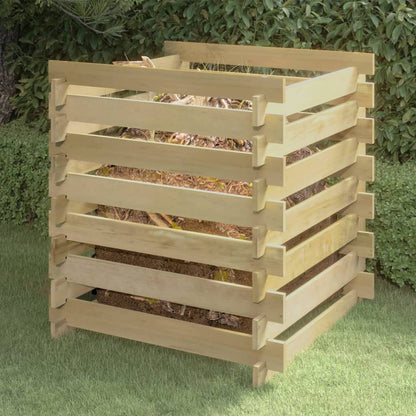 Compostiera da Giardino a Doghe 90x90x90cm in Pino Impregnato - homemem39