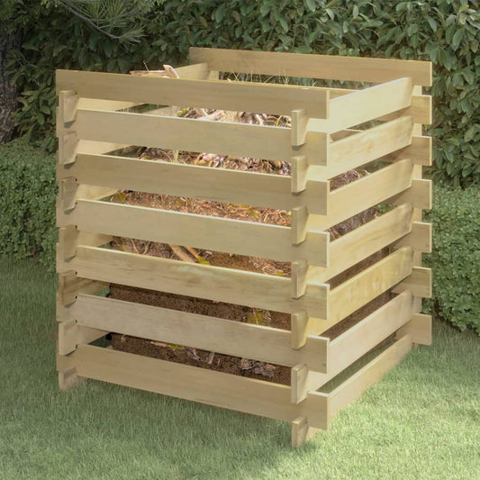 Compostiera da Giardino a Doghe 90x90x90cm in Pino Impregnato - homemem39