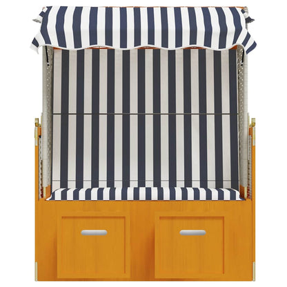 Strandkorb con Tettoia Polyrattan e Legno Massello Bianco e Blu | homemem39