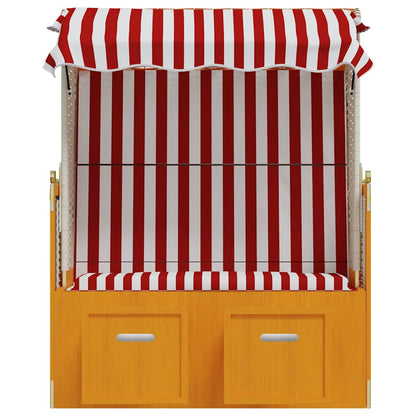 Strandkorb con Tettoia Polyrattan e Legno Massello Rosso Bianco | homemem39