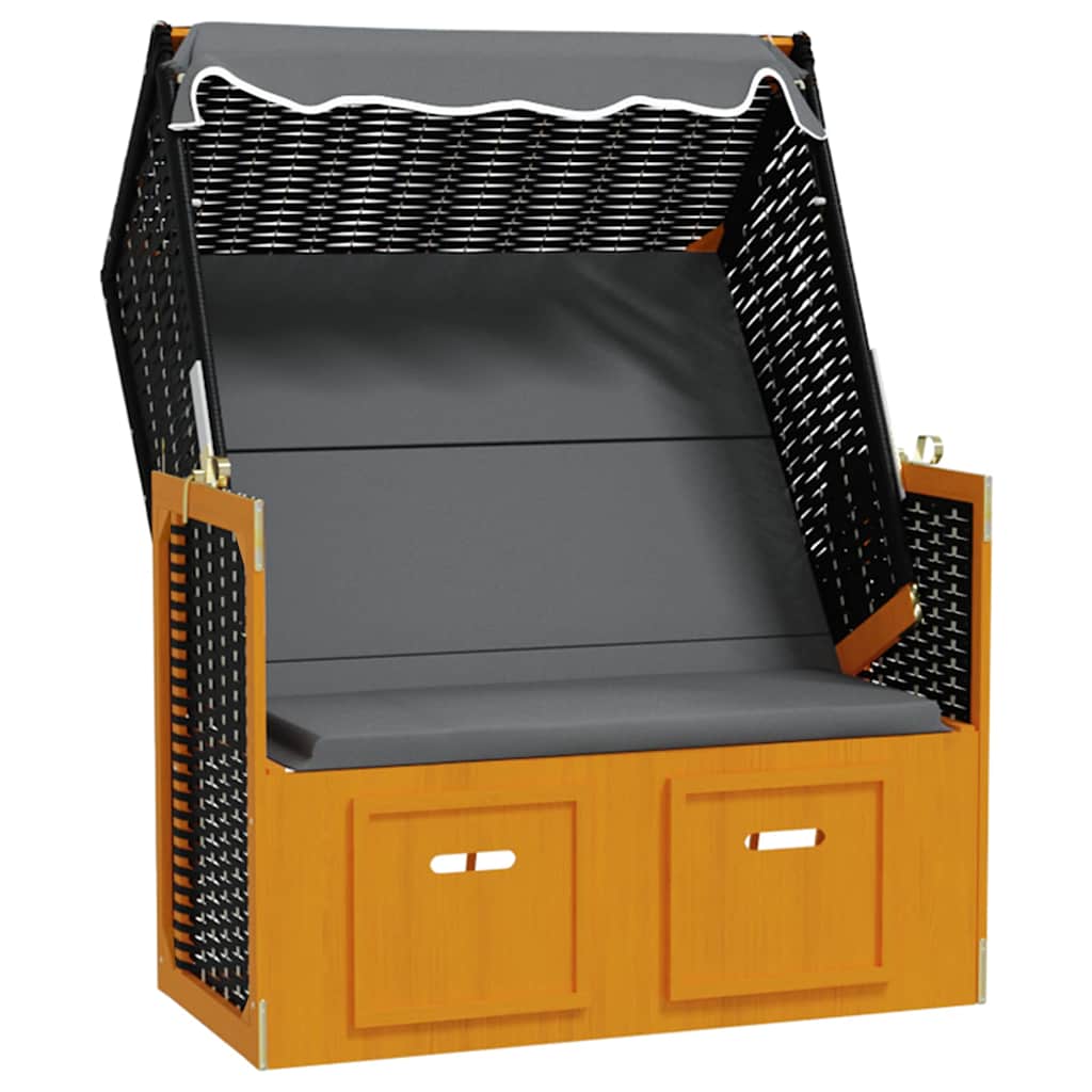 Strandkorb e Tettoria Polyrattan Legno Massello Nero Antracite | homemem39