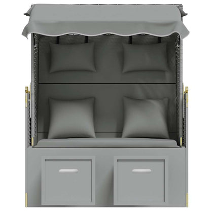 Strandkorb con Cuscini in Polyrattan e Legno Massello Grigio | homemem39