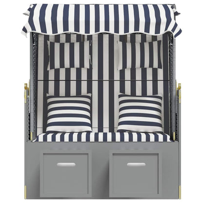 Strandkorb con Cuscini Polyrattan e Legno Massello Blu e Bianco | homemem39