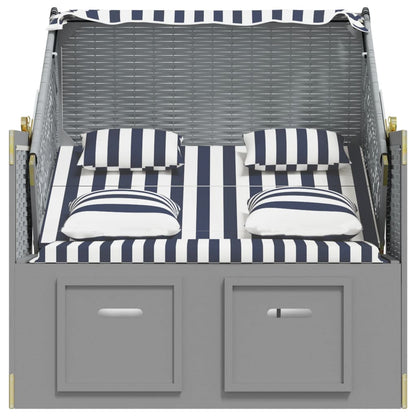 Strandkorb con Cuscini Polyrattan e Legno Massello Blu e Bianco | homemem39