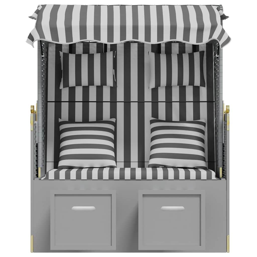 Strandkorb Cuscini Polyrattan e Legno Massello Grigio e Bianco | homemem39