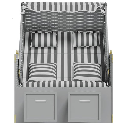 Strandkorb Cuscini Polyrattan e Legno Massello Grigio e Bianco | homemem39