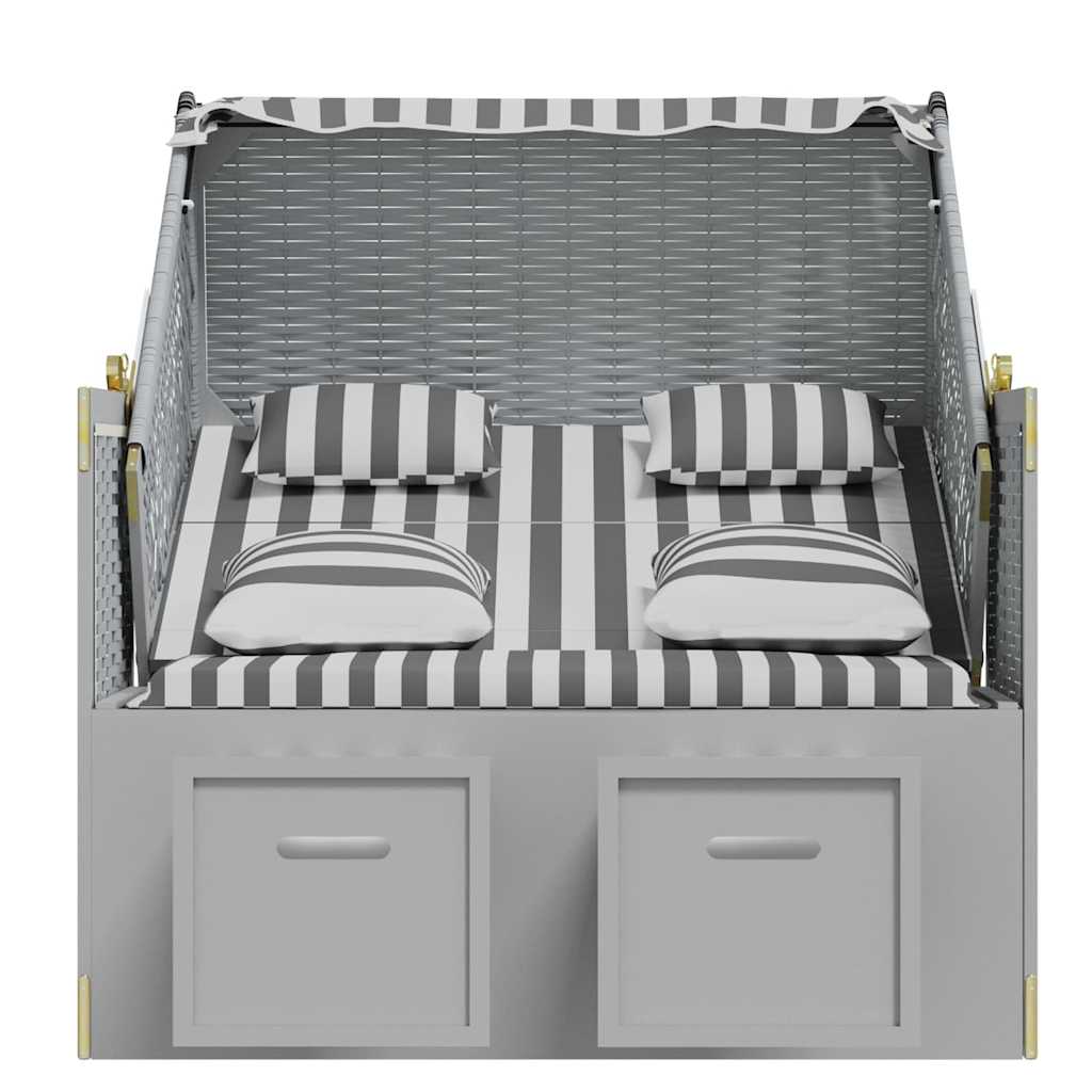 Strandkorb Cuscini Polyrattan e Legno Massello Grigio e Bianco | homemem39