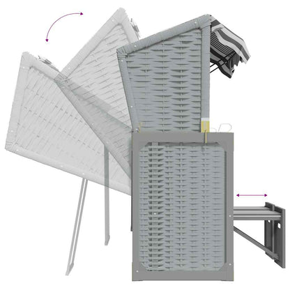 Strandkorb Cuscini Polyrattan e Legno Massello Grigio e Bianco | homemem39