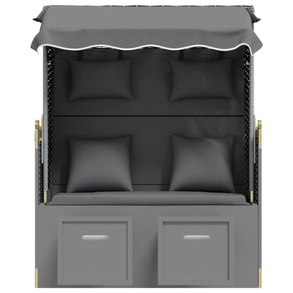 Strandkorb Cuscini Polyrattan e Legno Massello Antracite e Nero | homemem39