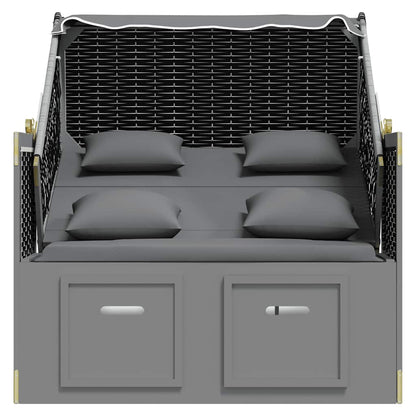 Strandkorb Cuscini Polyrattan e Legno Massello Antracite e Nero | homemem39
