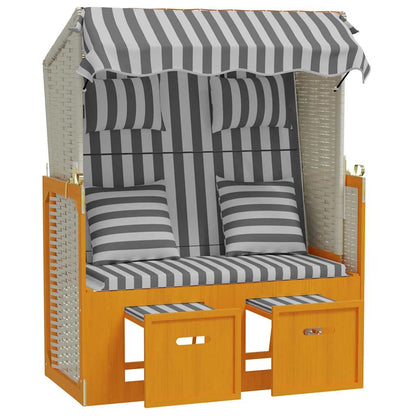Strandkorb con Cuscini Polyrattan Legno Massello Bianco Grigio | homemem39