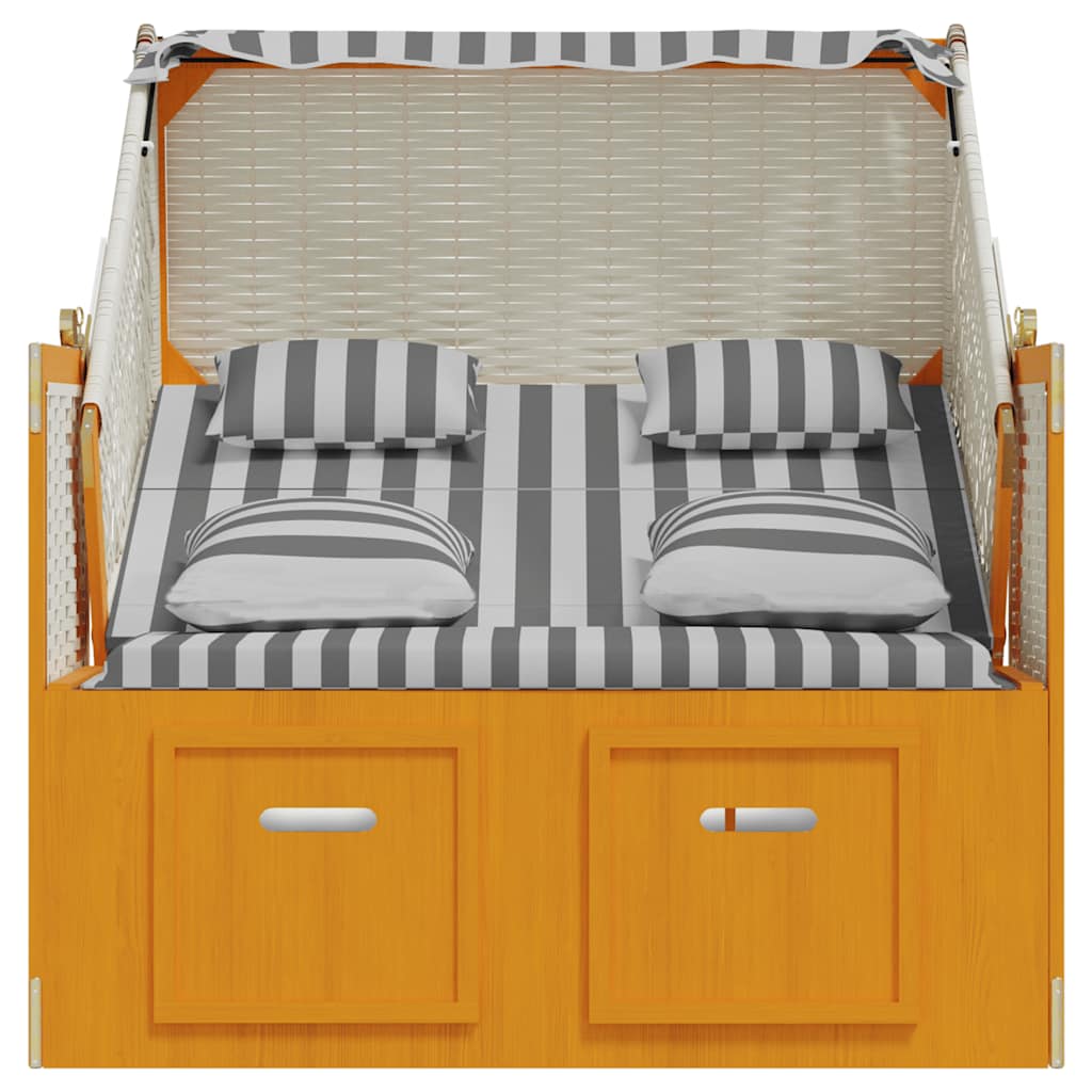 Strandkorb con Cuscini Polyrattan Legno Massello Bianco Grigio | homemem39