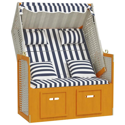 Strandkorb con Cuscini in Polyrattan Legno Massello Bianco Blu