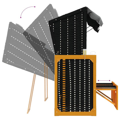 Strandkorb con Cuscino Polyrattan Legno Massello Nero Antracite | homemem39