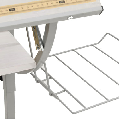 Scrivania Bianca Grigia 110x53x(58-87) cm Multistrato e Acciaio - homemem39