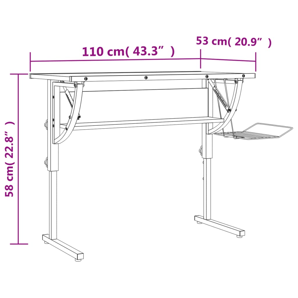 Scrivania Bianca Grigia 110x53x(58-87) cm Multistrato e Acciaio - homemem39