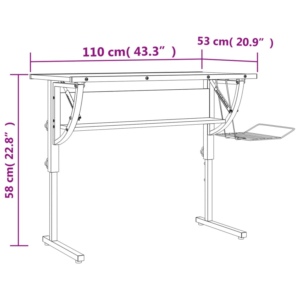 Scrivania Nera e Grigia 110x53x(58-87) cm Multistrato e Acciaio - homemem39