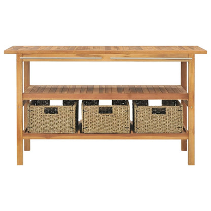 Vanità da Bagno e 3 Cestini Legno Massello di Teak 132x45x75 cm | homemem39
