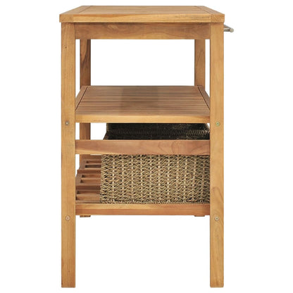Vanità da Bagno e 3 Cestini Legno Massello di Teak 132x45x75 cm | homemem39