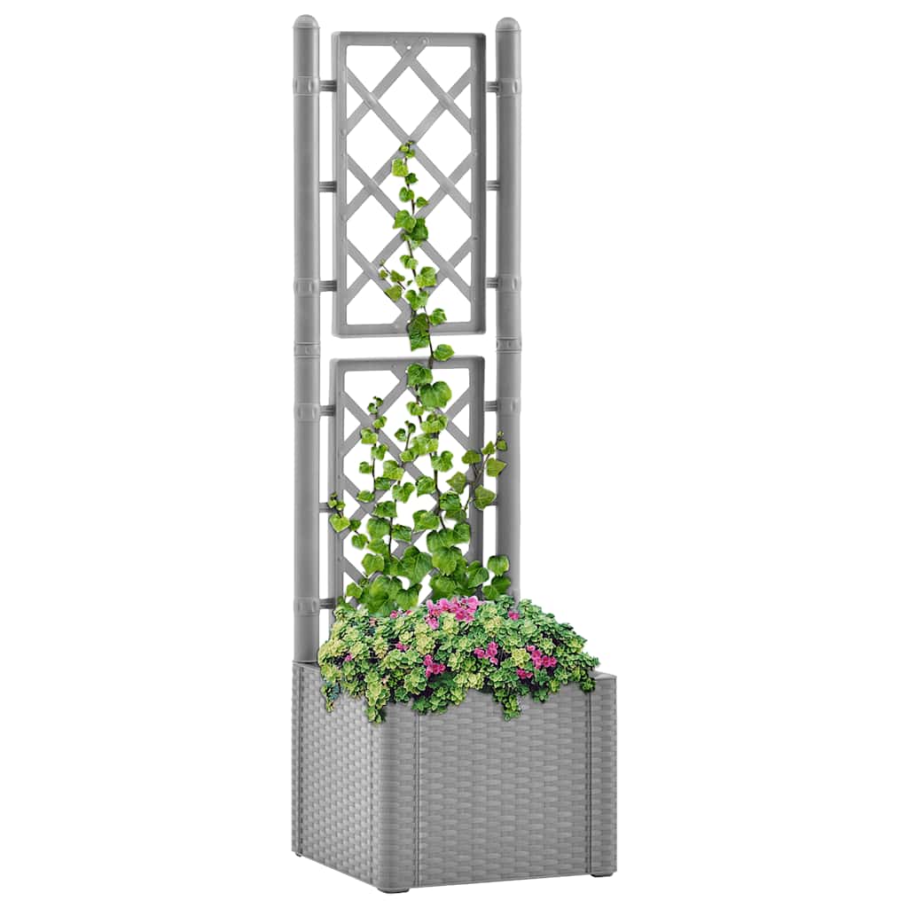 Letto Rialzato da Giardino con Graticcio e Irrigazione Grigio | homemem39