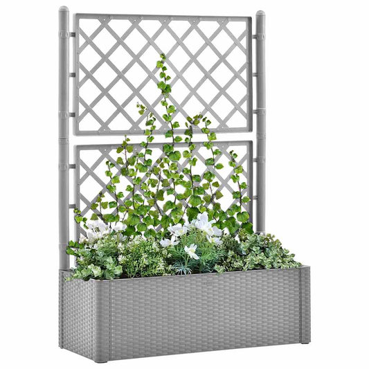 Letto Rialzato da Giardino con Graticcio e Irrigazione Grigio