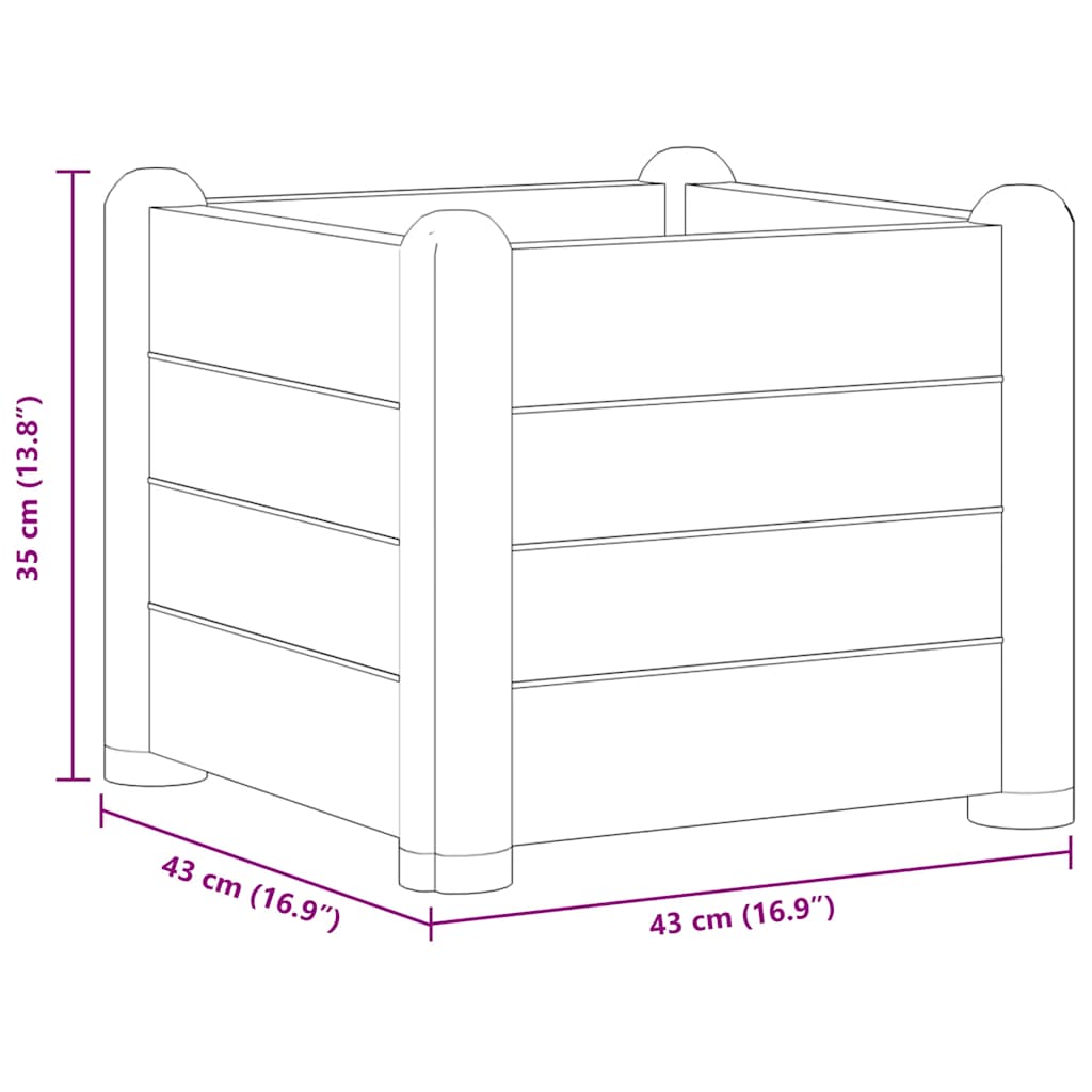 Letto Rialzato da Giardino in PP Grigio Pietra 43x43x35 cm