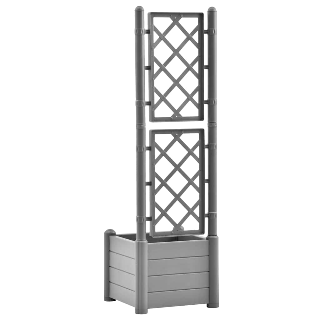 Fioriera da Giardino con Graticcio 43x43x142cm PP Grigio Pietra | homemem39