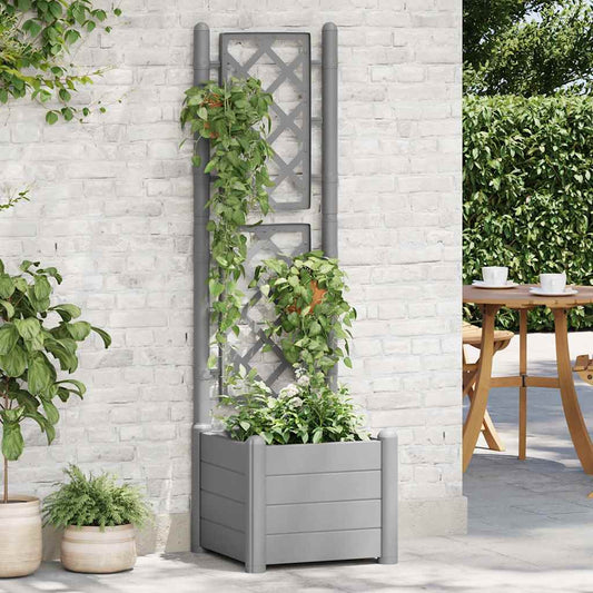 Fioriera da Giardino con Graticcio 43x43x142cm PP Grigio Pietra - homemem39