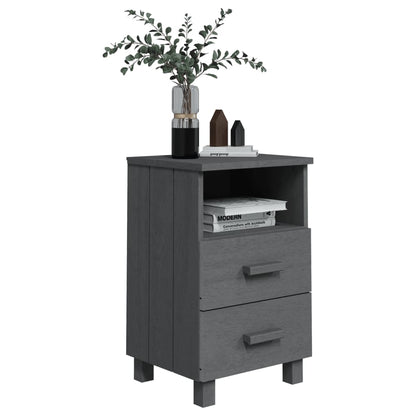 Comodino HAMAR Grigio Scuro 40x35x62 cm Legno Massello di Pino | homemem39