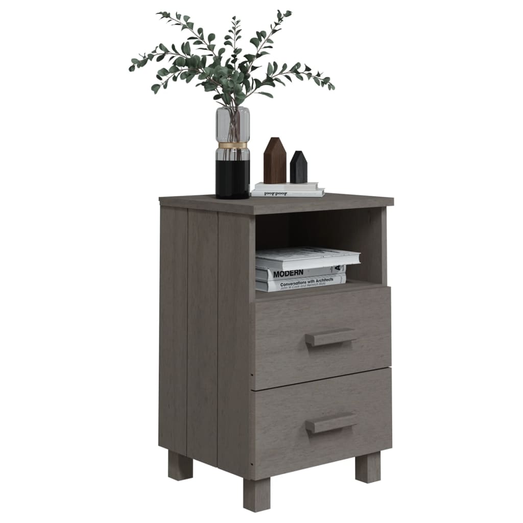 Comodino HAMAR Grigio Chiaro 40x35x62 cm Legno Massello di Pino - homemem39