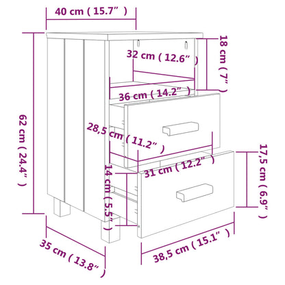 Comodini HAMAR 2 pz ambra 40x35x62 cm Legno Massello di Pino - homemem39