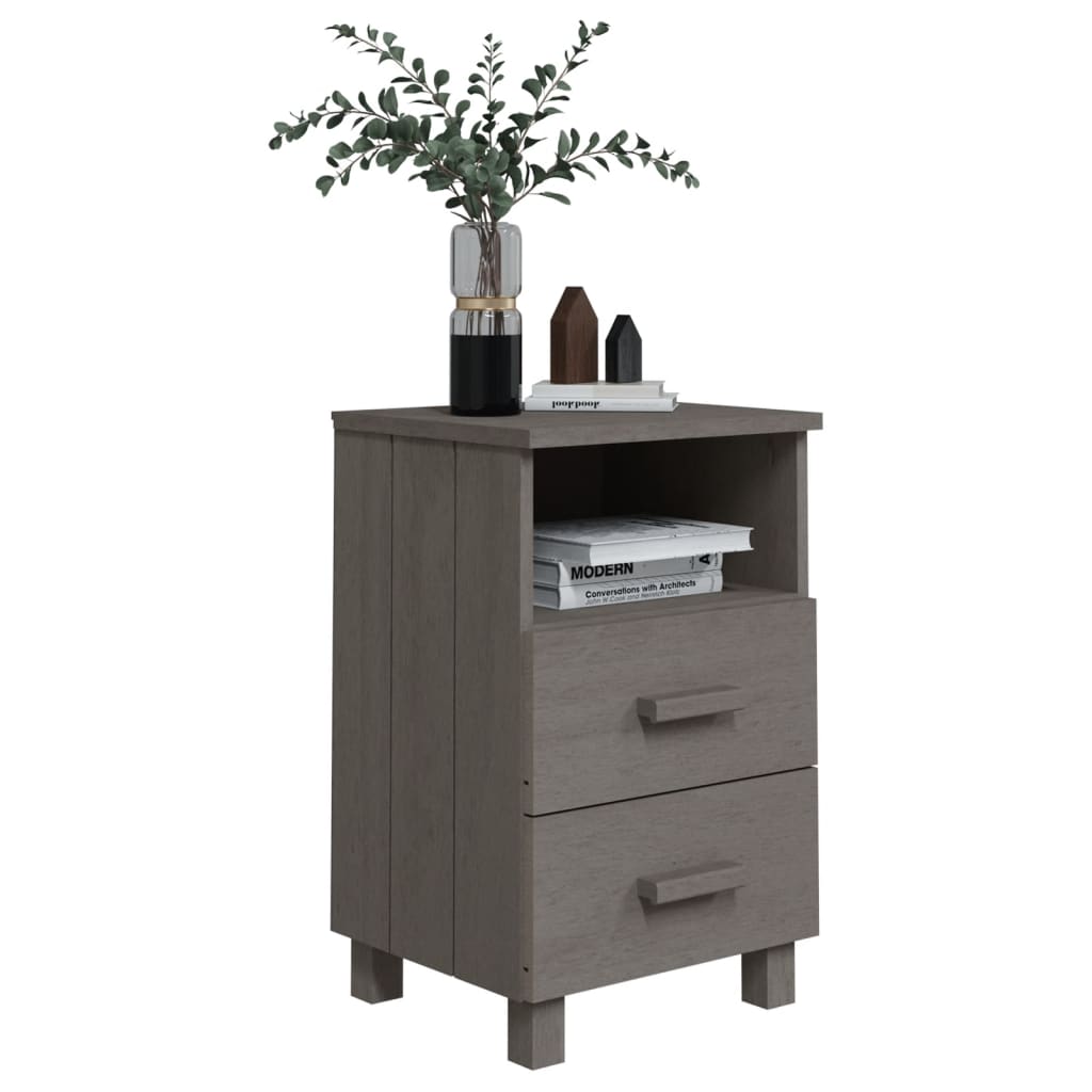 Comodini HAMAR 2 pz Grigio Chiaro 40x35x62 cm Legno di Pino - homemem39