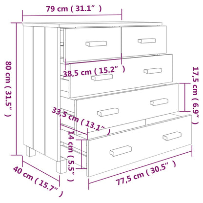 Credenza HAMAR ambra 79x40x80 cm in Legno Massello di Pino - homemem39