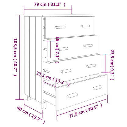Credenza HAMAR Bianca 79x40x103,5 cm in Legno Massello di Pino - homemem39