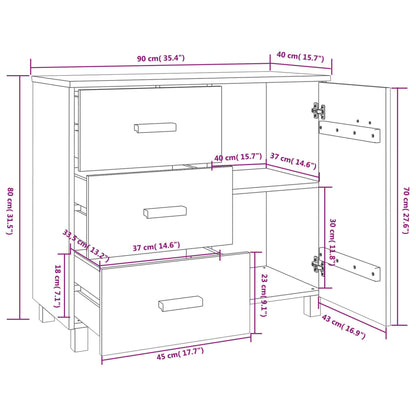 Credenza HAMAR ambra 90x40x80 cm in Legno Massello di Pino - homemem39