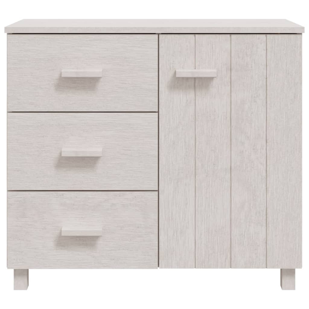 Credenza HAMAR Bianca 90x40x80 cm in Legno Massello di Pino - homemem39