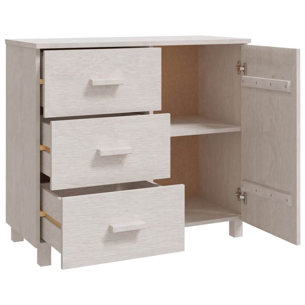 Credenza HAMAR Bianca 90x40x80 cm in Legno Massello di Pino - homemem39