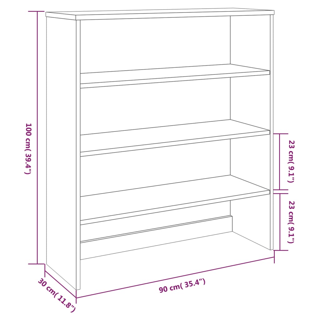 Ripiano per Credenza Grigio Chiaro 90x30x100 cm Legno di Pino - homemem39