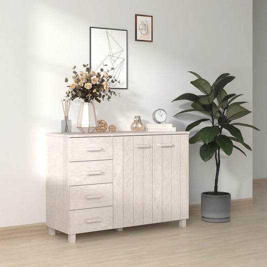 Credenza HAMAR Bianca 113x40x80 cm in Legno Massello di Pino - homemem39