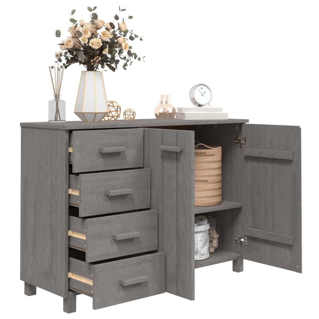 Credenza HAMAR Grigio Chiaro 113x40x80cm Legno Massello di Pino - homemem39