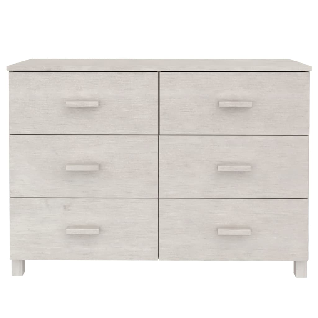 Credenza HAMAR Bianca 113x40x80 cm in Legno Massello di Pino - homemem39