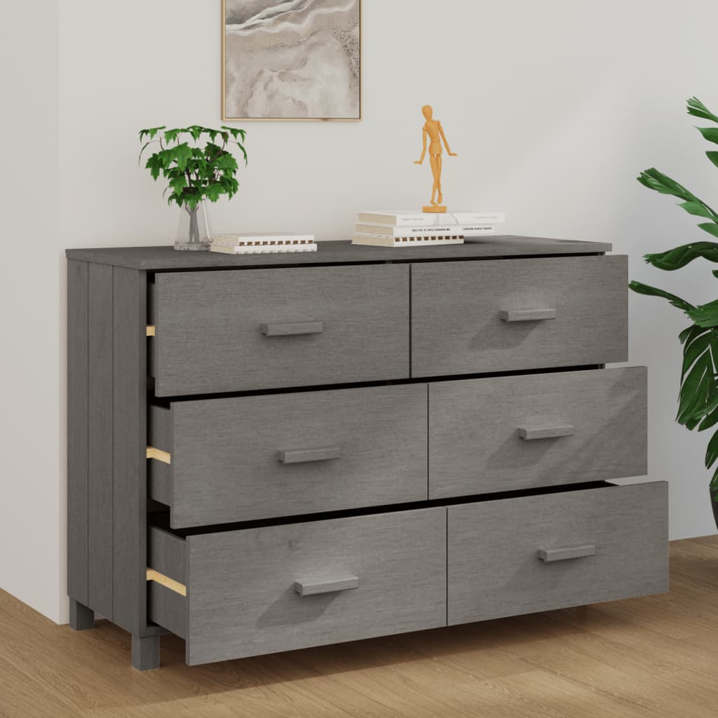 Credenza HAMAR Grigio Chiaro 113x40x80cm Legno Massello di Pino - homemem39