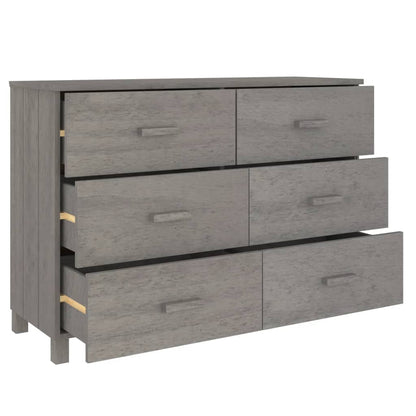 Credenza HAMAR Grigio Chiaro 113x40x80cm Legno Massello di Pino - homemem39