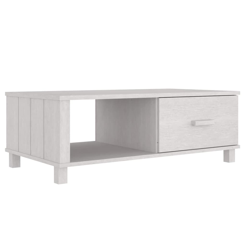 Tavolino da Salotto Bianco 100x55x35 cm Legno Massello di Pino - homemem39