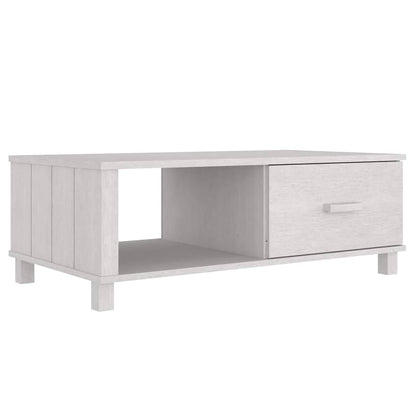 Tavolino HAMAR Bianco 100x55x35 cm in Legno Massello di Pino