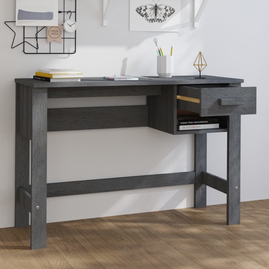 Scrivania HAMAR Grigio Scuro 110x40x75 cm in Legno di Pino - homemem39