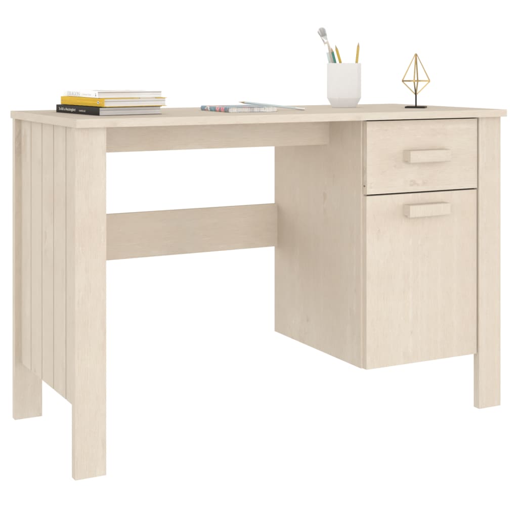 Scrivania HAMAR Miele 113x50x75 cm in Legno Massello di Pino - homemem39