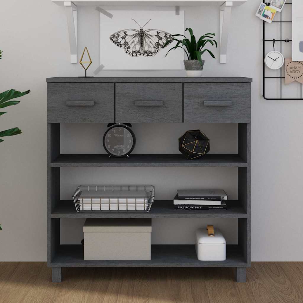 Consolle HAMAR Grigio Scuro 90x35x90 cm Legno Massello di Pino