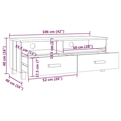 Mobile TV HAMAR ambra 106x40x40 cm in Legno Massello di Pino