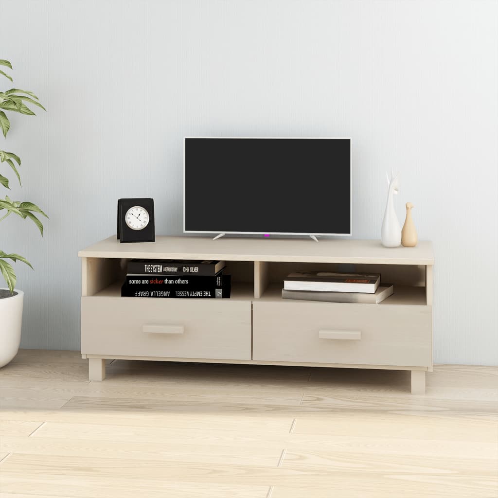 Mobile TV HAMAR Miele 106x40x40 cm in Legno Massello di Pino - homemem39